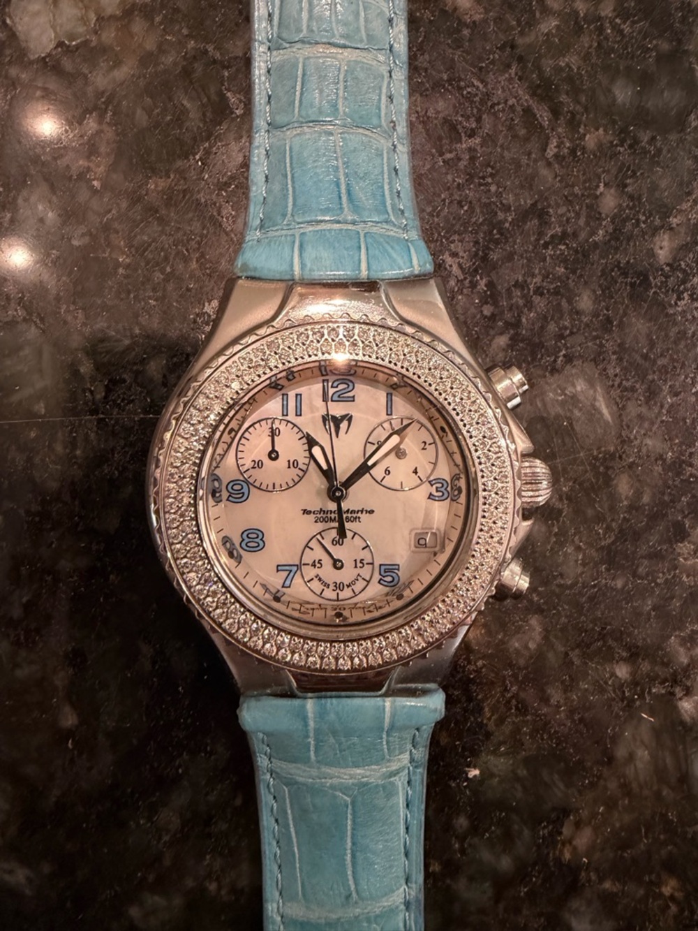 Technomarine White Dial Watch with Light Blue Strap